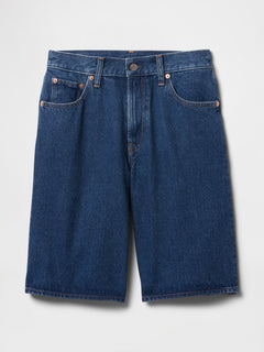 Gap 11" Mid Rise Longline Denim Shorts in Medium indigo, product-only front view