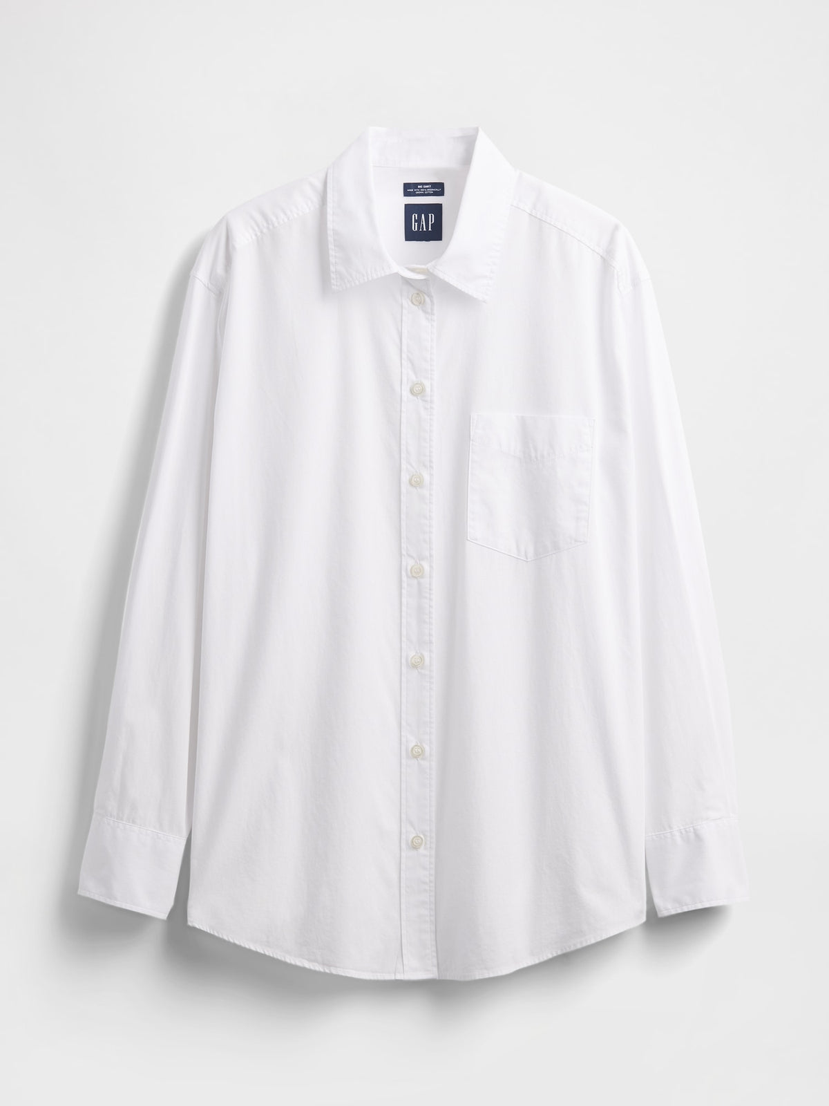 Gap Organic Cotton Poplin Big Shirt in New optic white, product-only front view
