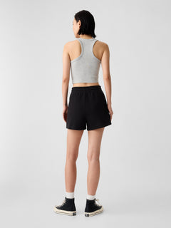Gap Logo Shorts in true black, back view on a model