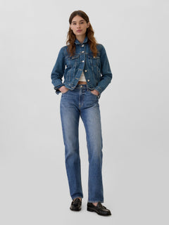 Gap High Rise '90s Original Straight Jeans in medium wash, full-length view on a model