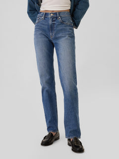 Gap High Rise '90s Original Straight Jeans in medium wash, front view on a model