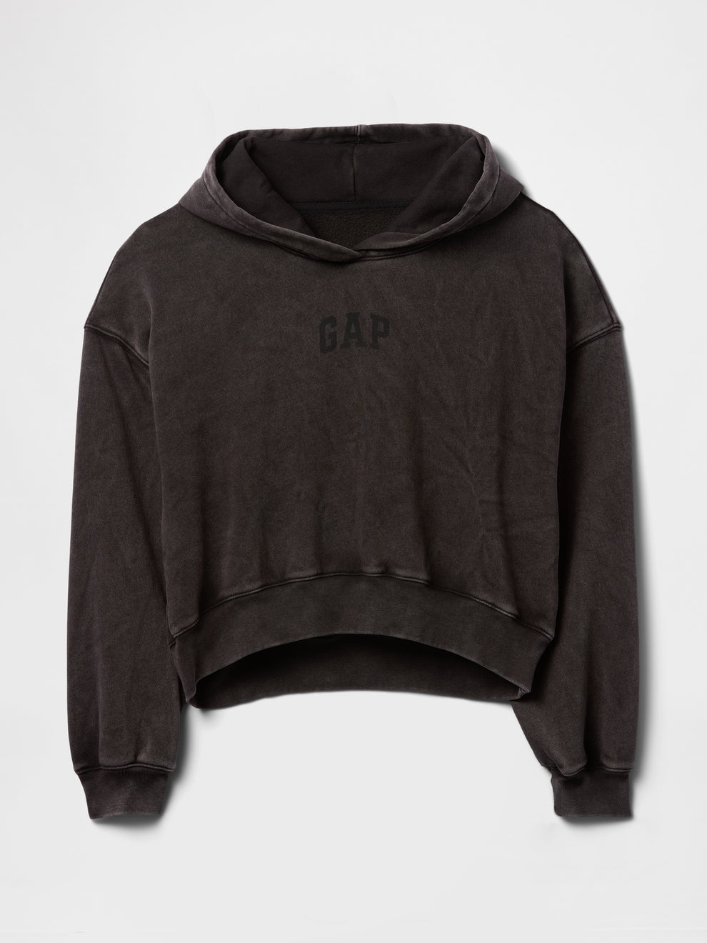 Gap VintageSoft Crop Logo Hoodie in Moonless night, product-only front view