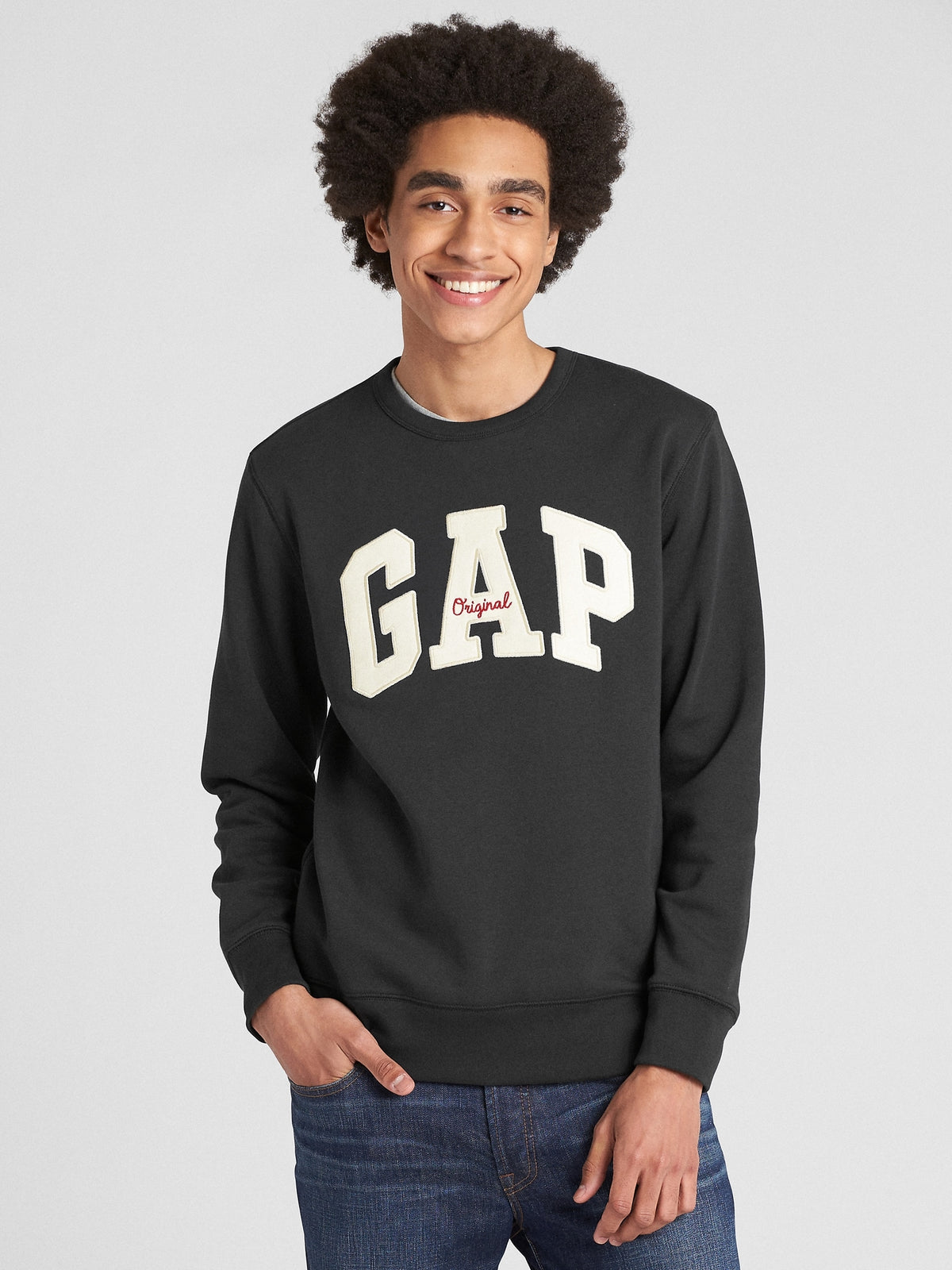 Gap Logo Fleece Crewneck Sweatshirt - black