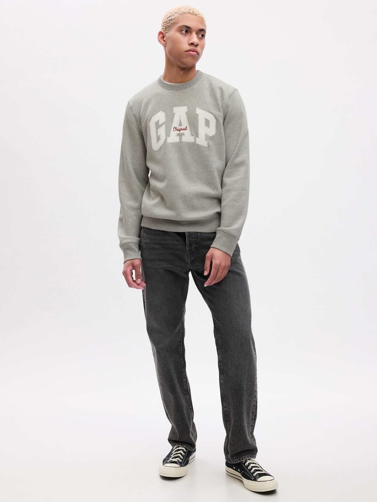 Gap Logo Fleece Crewneck Sweatshirt - LIGHT HEATHER GREY B08