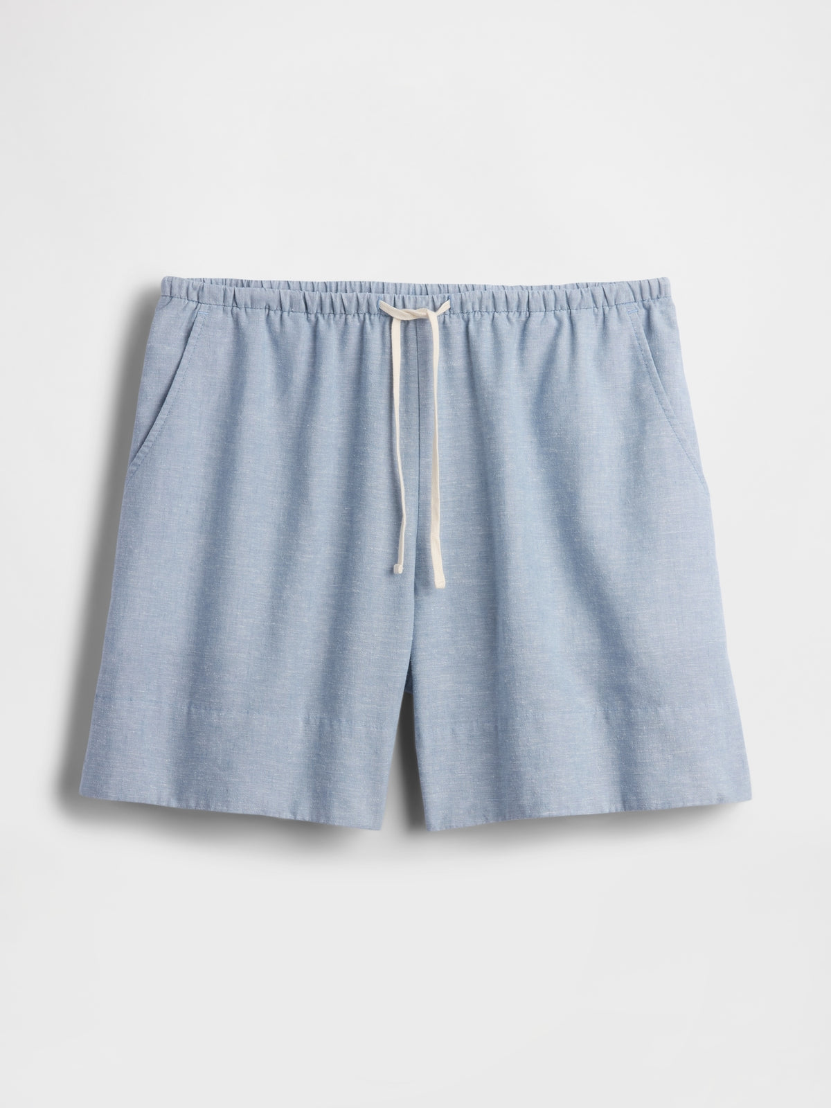 Gap 6" Linen-Blend Easy Shorts in Blue suede, product-only front view