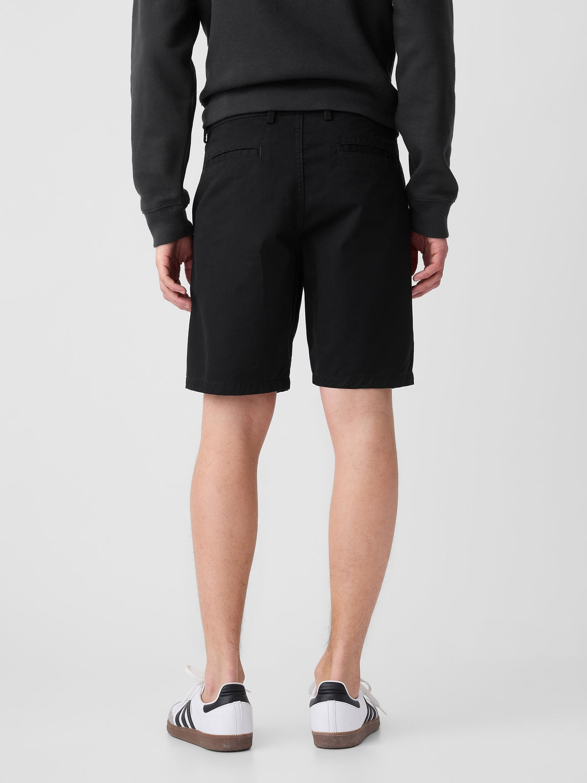 Gap 9" Essential Khaki Shorts in true black, back view on a model