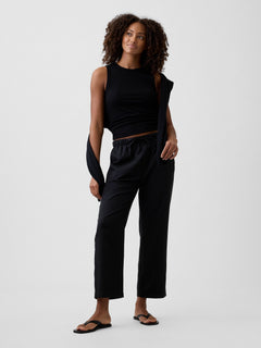 Mid Rise Easy Twill Pants - Black