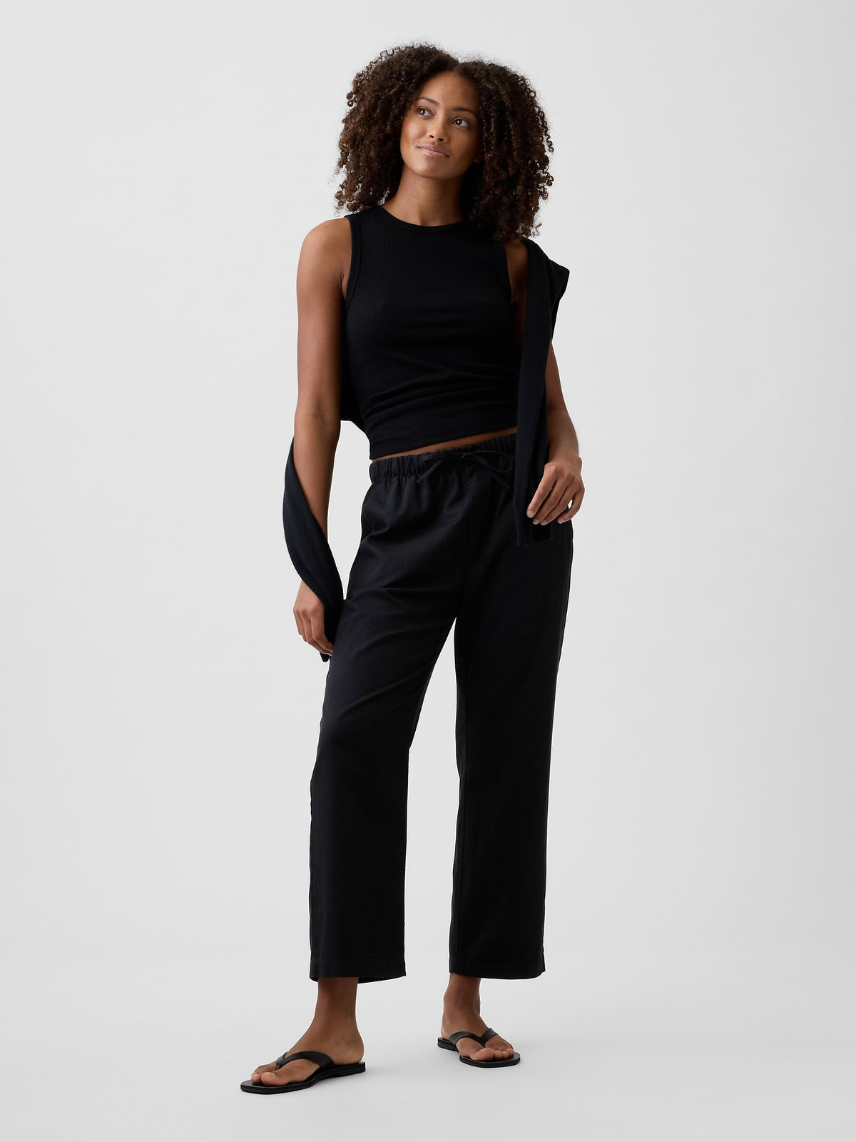 Mid Rise Easy Twill Pants - Black