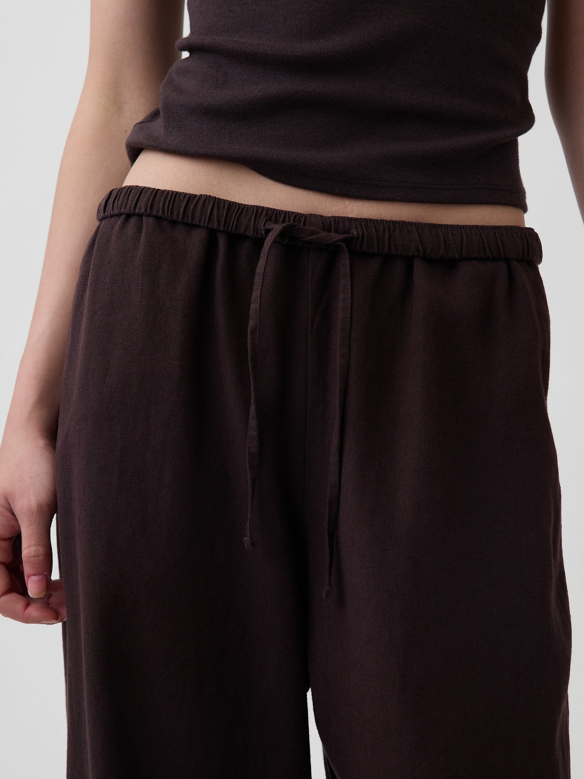 Linen-Blend Easy Wide-Leg Pants - Terra brown