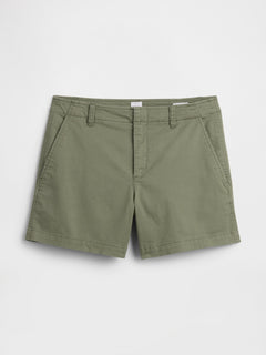 Gap 5" Mid Rise Downtown Khaki Shorts in Walden green, product-only front view