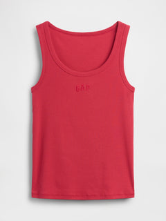 Rib Gap Logo Tank Top in chakra red, product-only front view