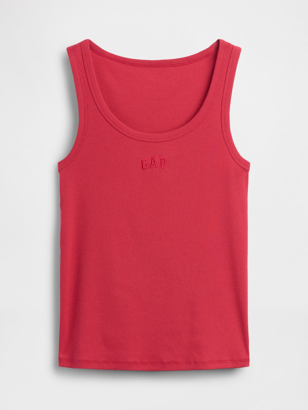 Rib Gap Logo Tank Top in chakra red, product-only front view