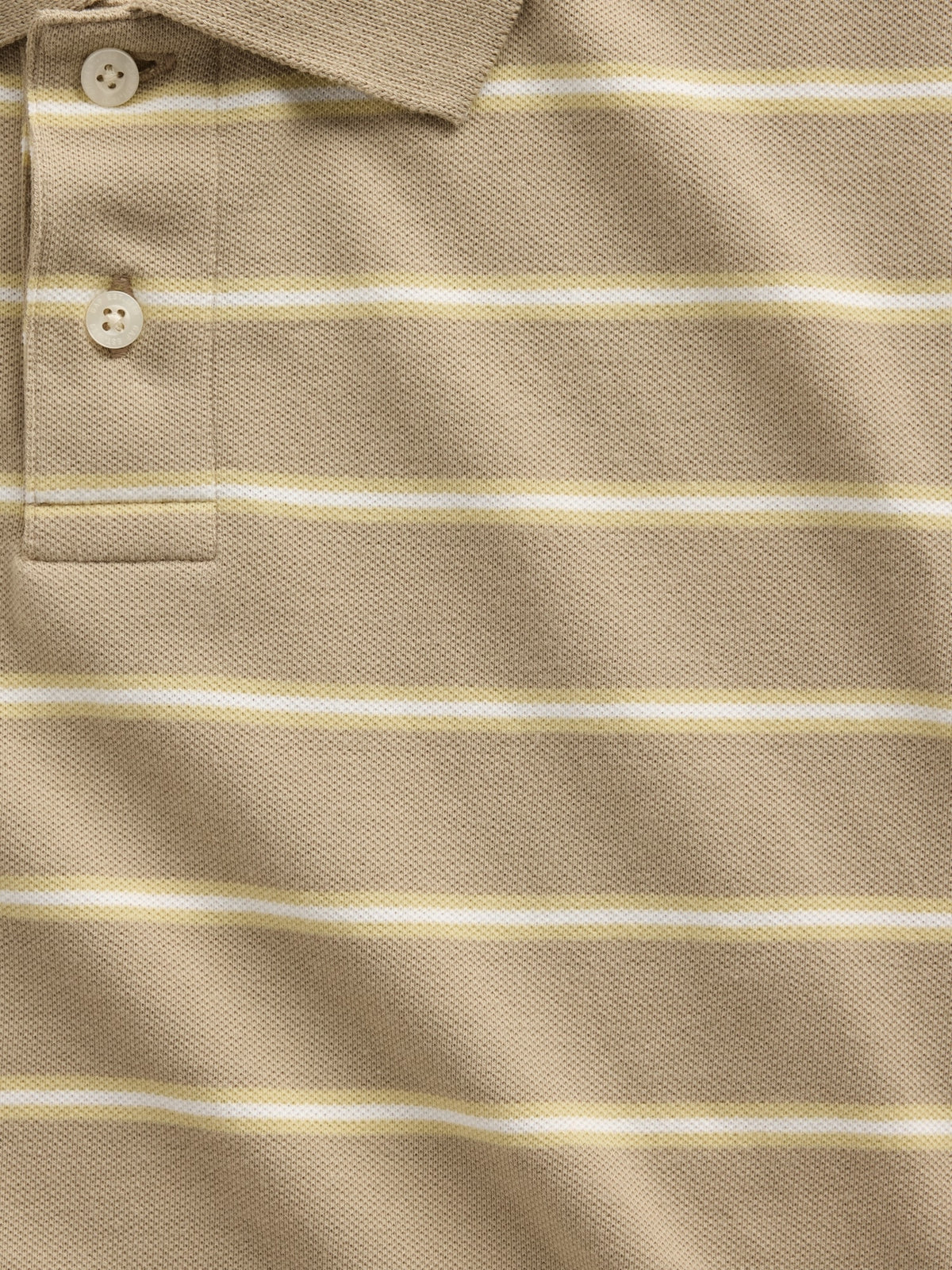 Relaxed Pique Polo - Khaki tan stripe