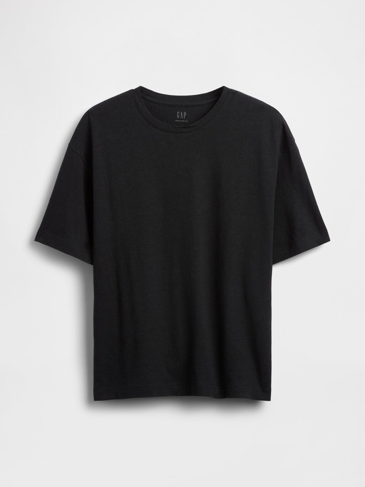 Gap Linen-Cotton Oversized Crop T-Shirt in moonless night, product-only front view