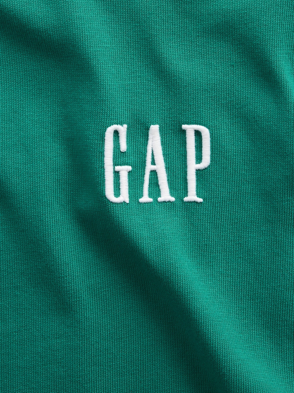 Gap Adult Heavyweight Relaxed Logo T-Shirt in green shade, embroidered logo detail