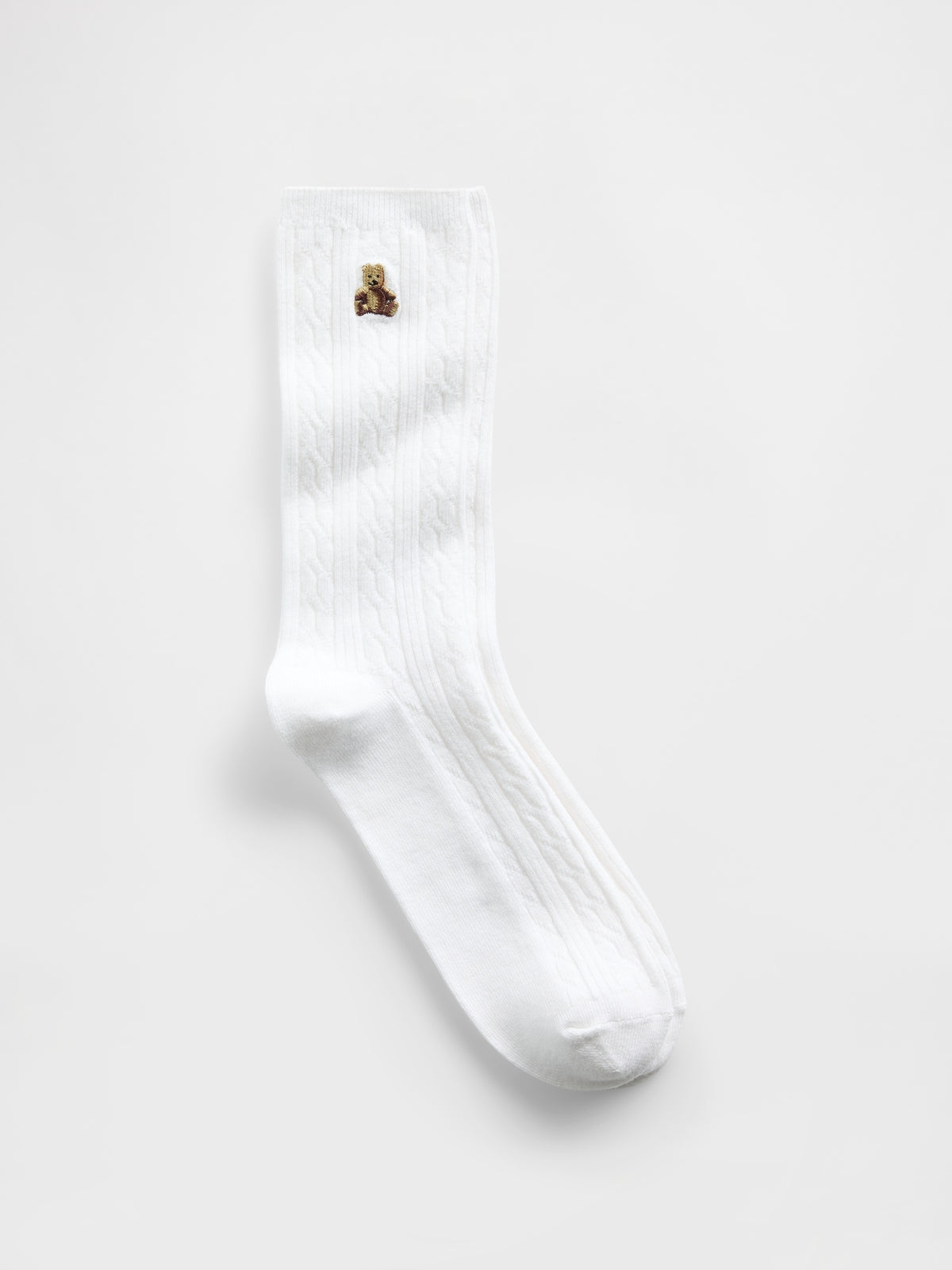 Gap Brannan Bear Cable-Knit Crew Socks in Fresh white, product-only sock view