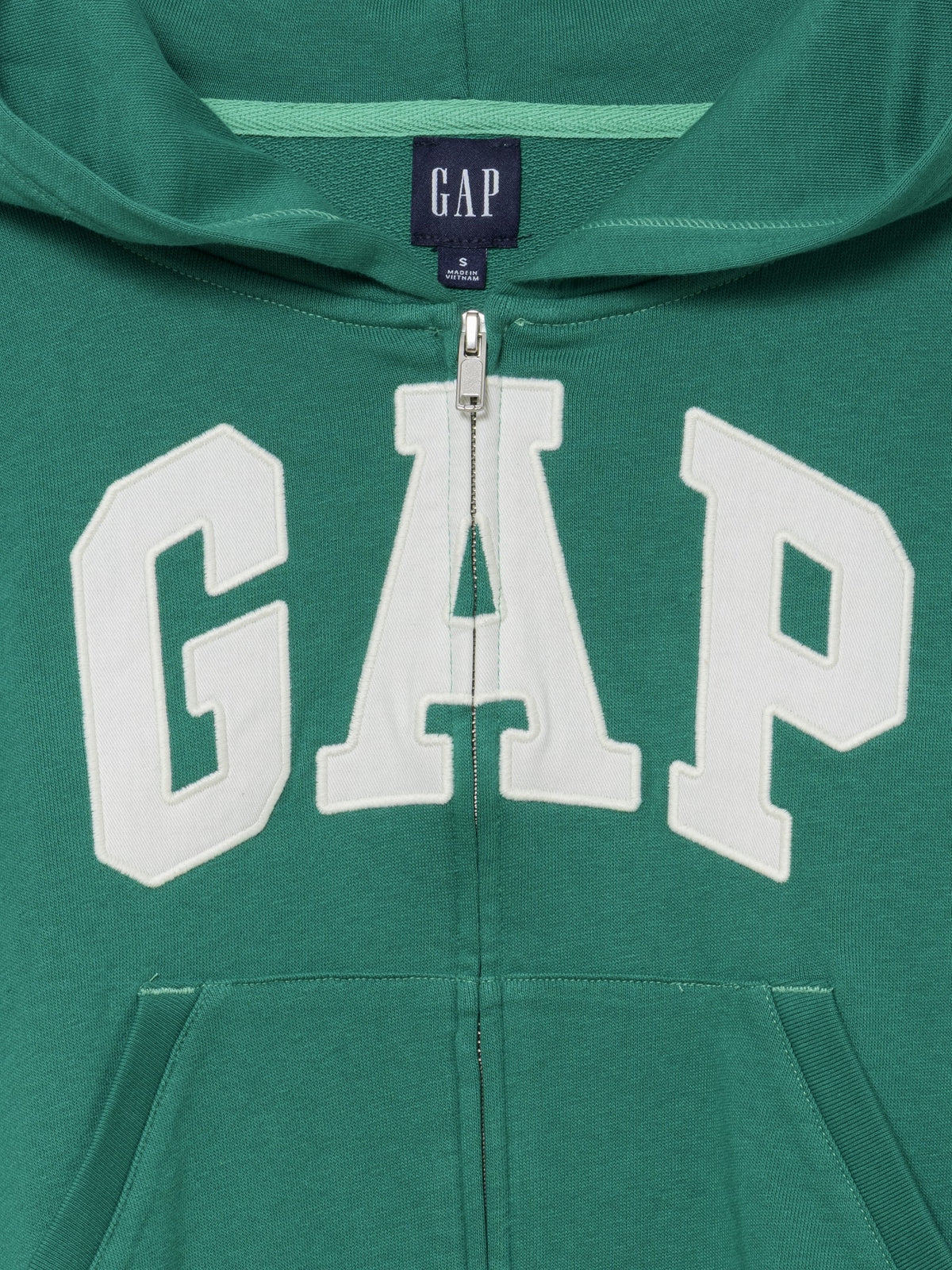 French Terry Oversized Gap Logo Zip Hoodie in baize green, zip and logo detail