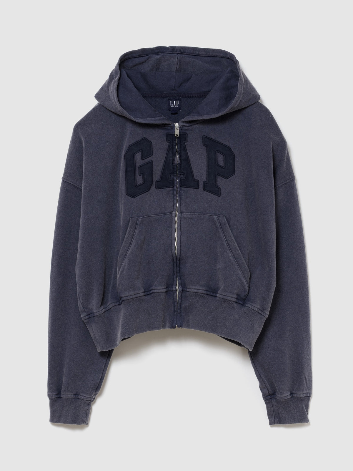 French Terry Oversized Gap Logo Zip Hoodie - blue