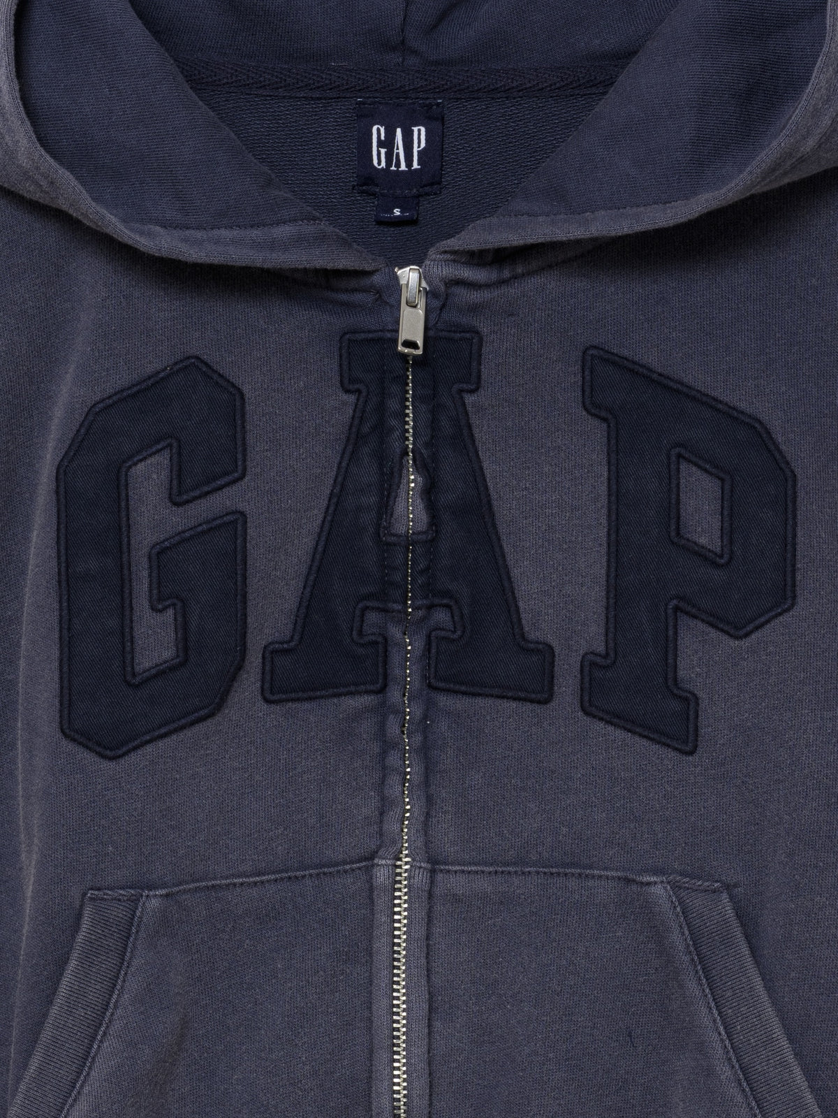 French Terry Oversized Gap Logo Zip Hoodie - blue