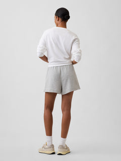 Gap Relaxed Stripe French Terry Shorts in Grey, back view on a model