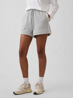 Gap Relaxed Stripe French Terry Shorts in Grey, front view on a model