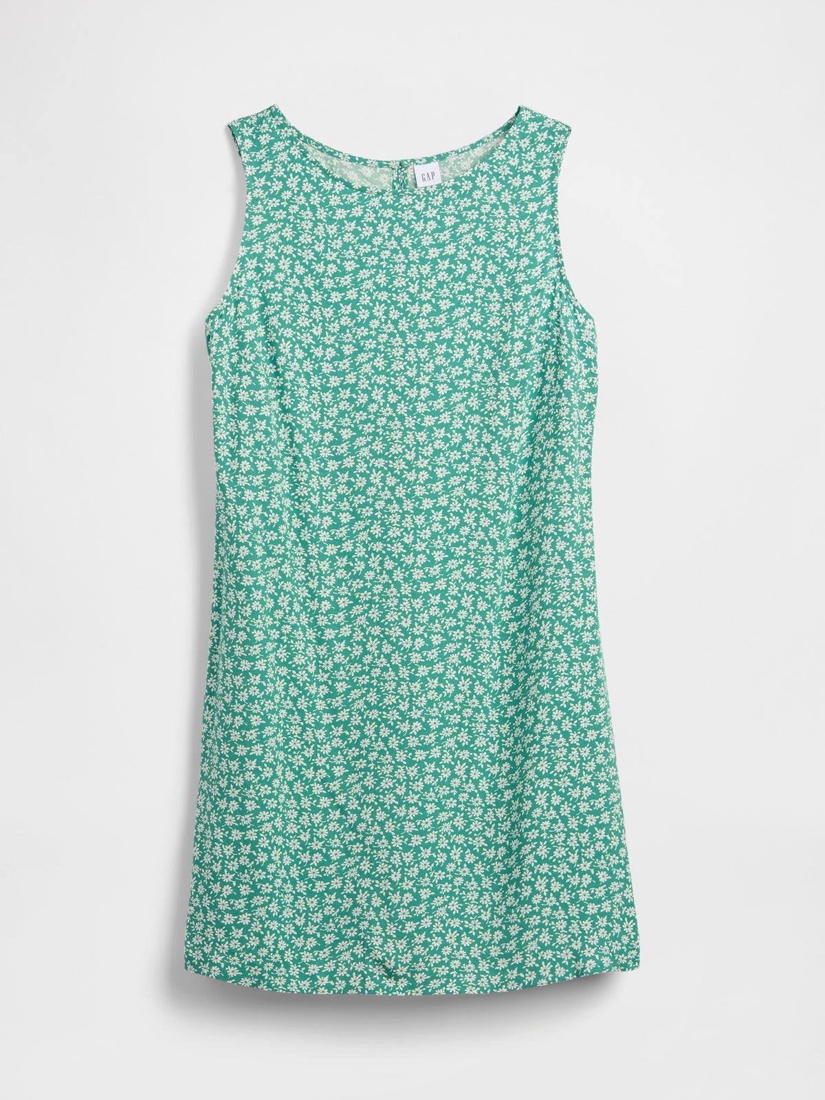 Gap Print Sleeveless Mini Dress in Green floral, product-only front view