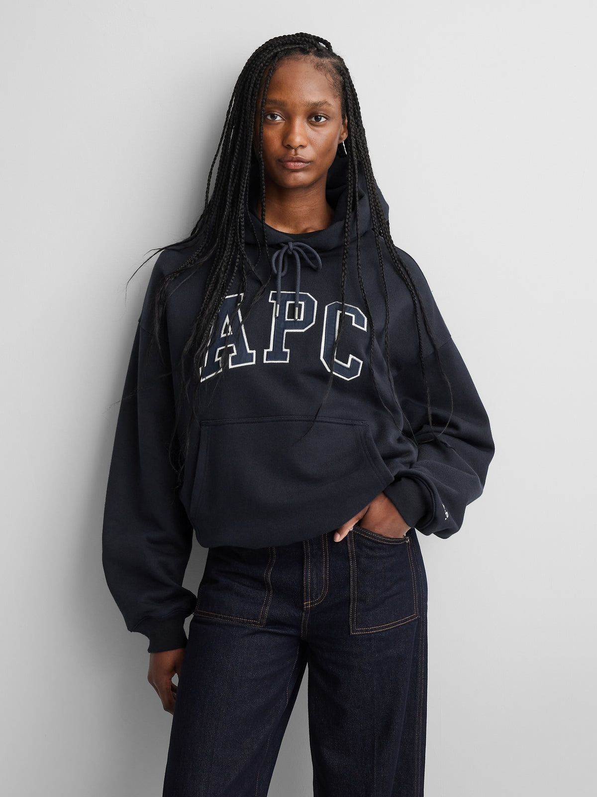 Gap × A.P.C. Extra Heavyweight Logo Hoodie - New classic navy - AV3_Z