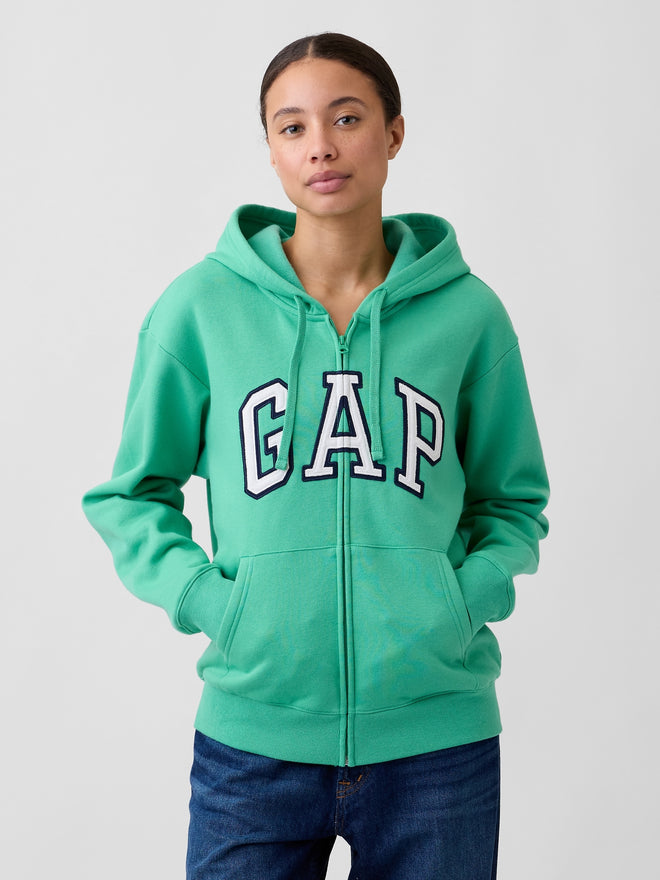 Relaxed Gap Logo Zip Hoodie - Bright meadow green