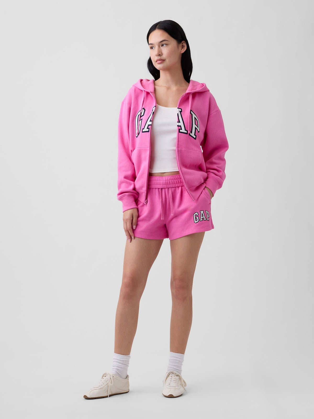 Relaxed Gap Logo Zip Hoodie - Phoebe Pink
