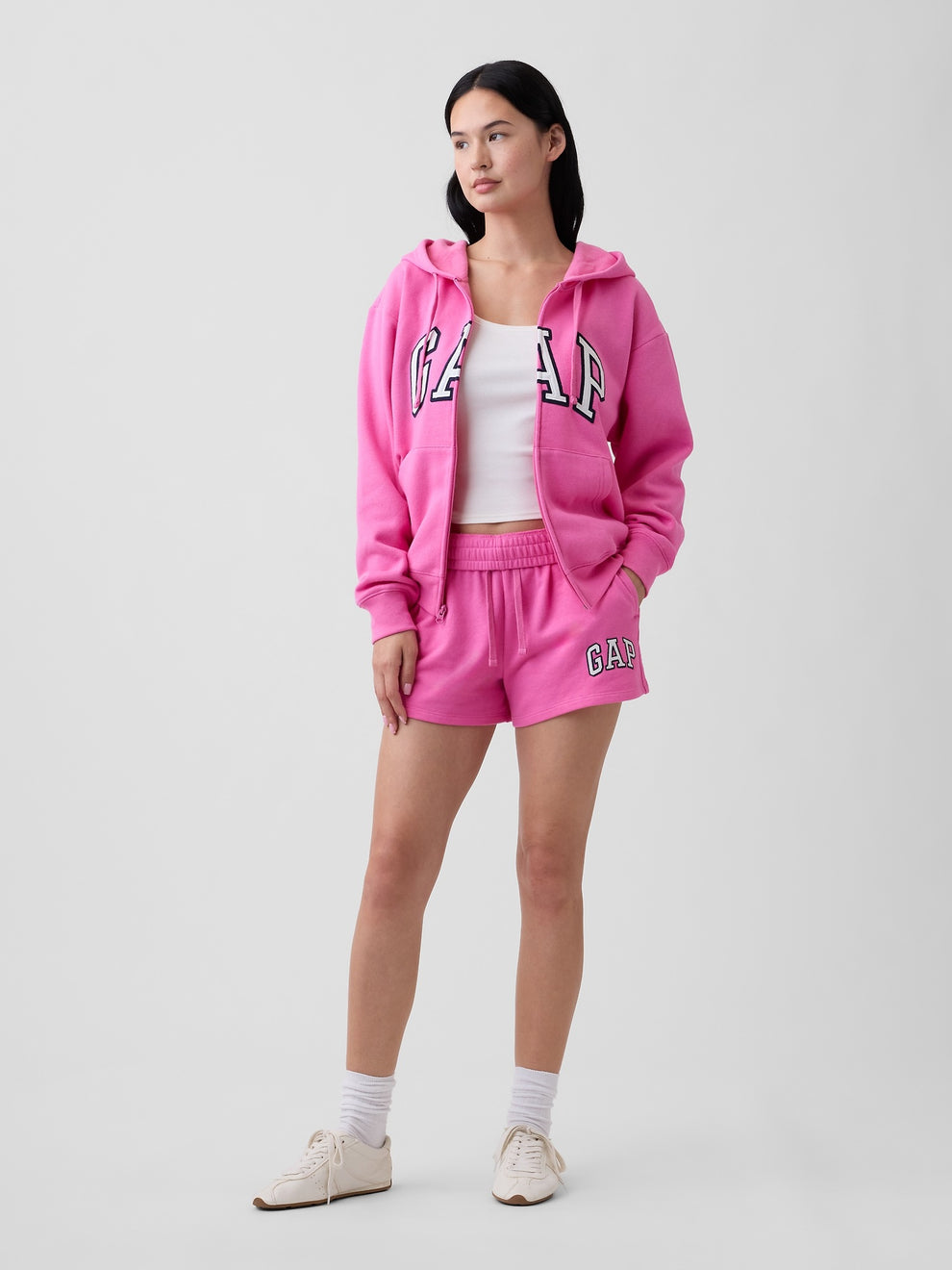 Relaxed Gap Logo Zip Hoodie - Phoebe Pink