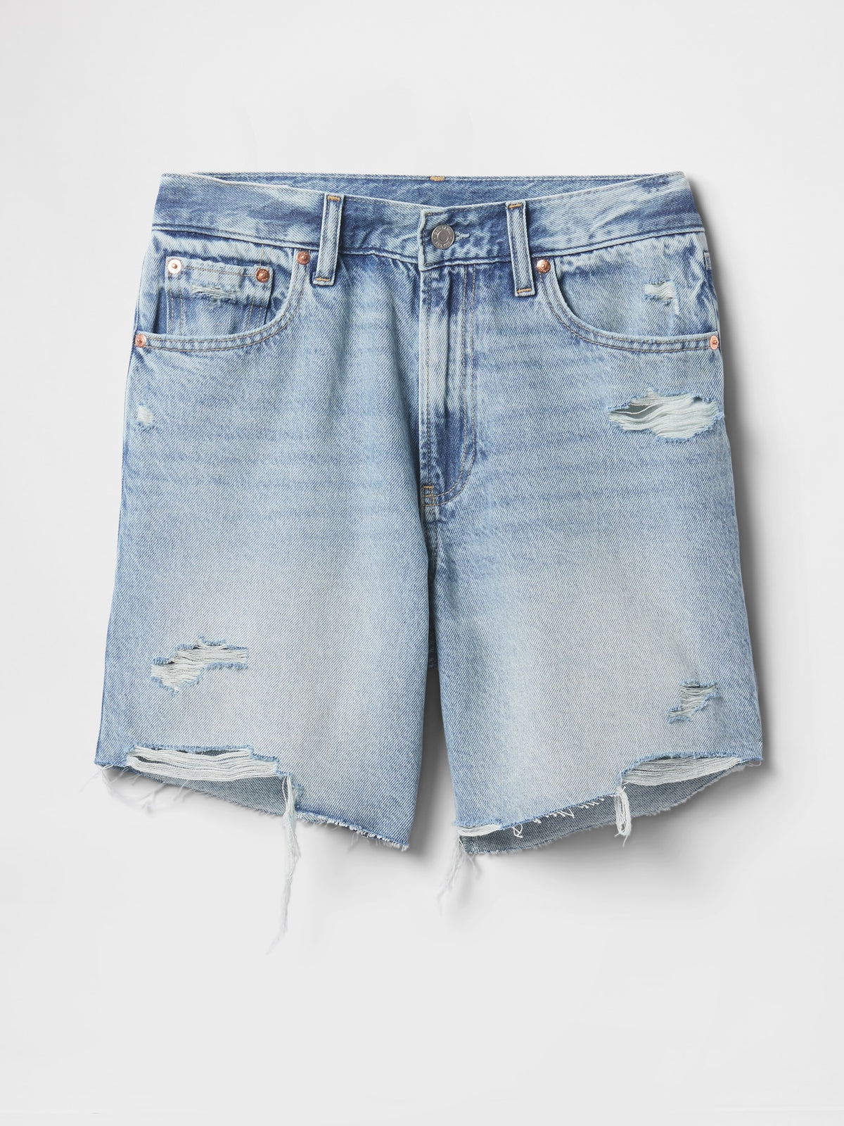 8" Mid Rise '90s Loose Denim Bermuda Shorts - Light indigo destroy