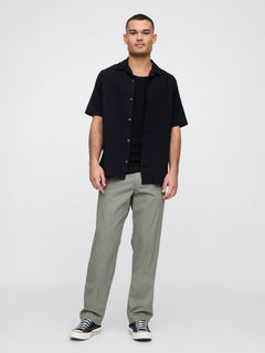 Linen-Blend Vacay Shirt in Standard Fit - black