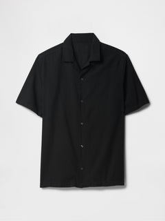 Linen-Blend Vacay Shirt in Standard Fit - black