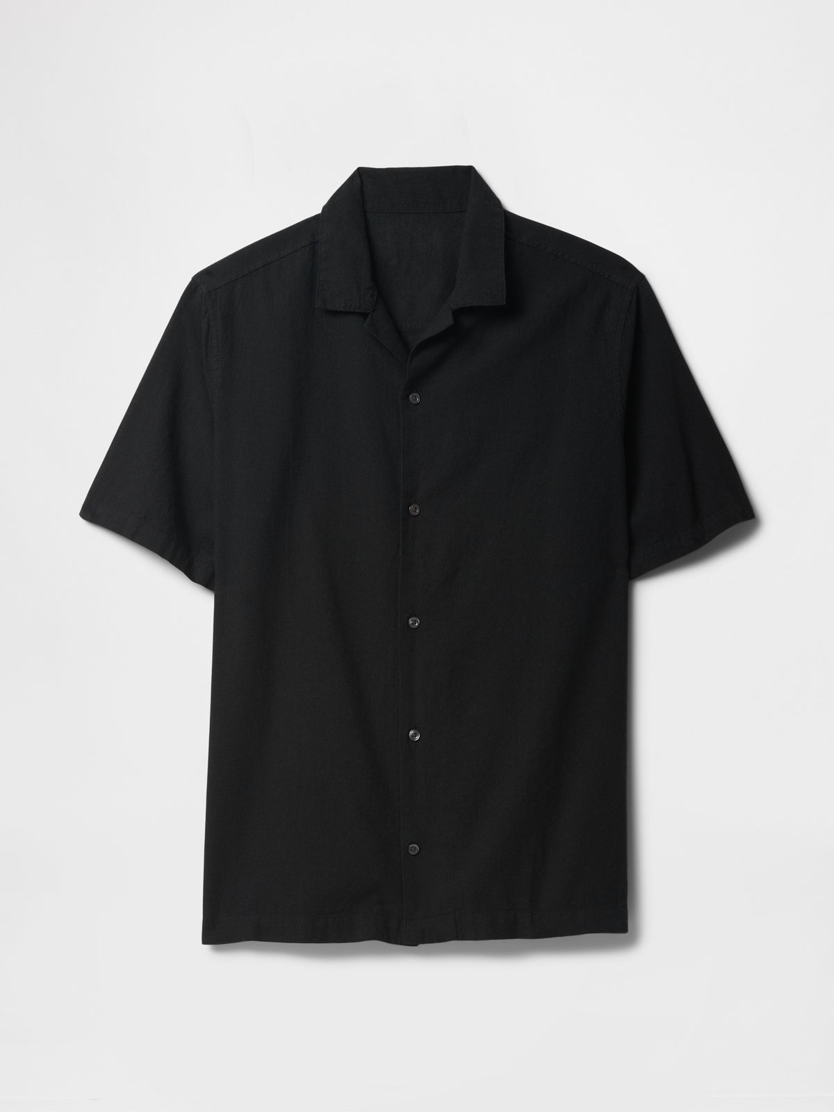 Linen-Blend Vacay Shirt in Standard Fit - black