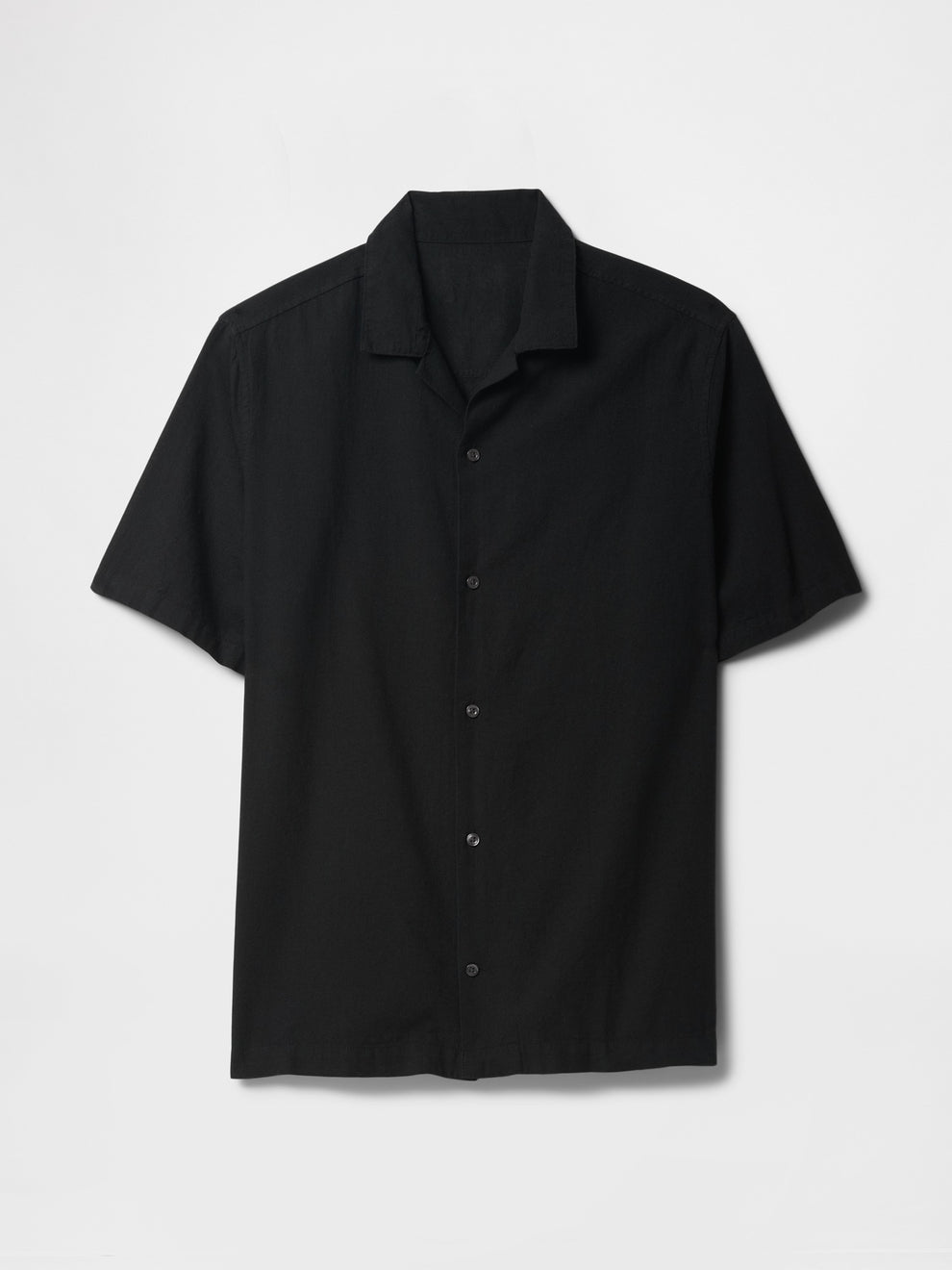 Linen-Blend Vacay Shirt in Standard Fit - black