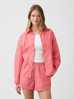 Oversized Shirt in Poplin - Hot red