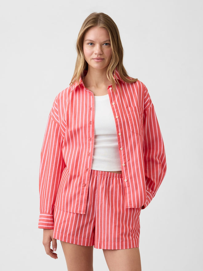 Oversized Shirt in Poplin - Hot red