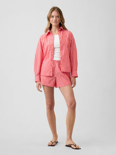 Oversized Shirt in Poplin - Hot red
