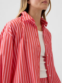 Oversized Shirt in Poplin - Hot red