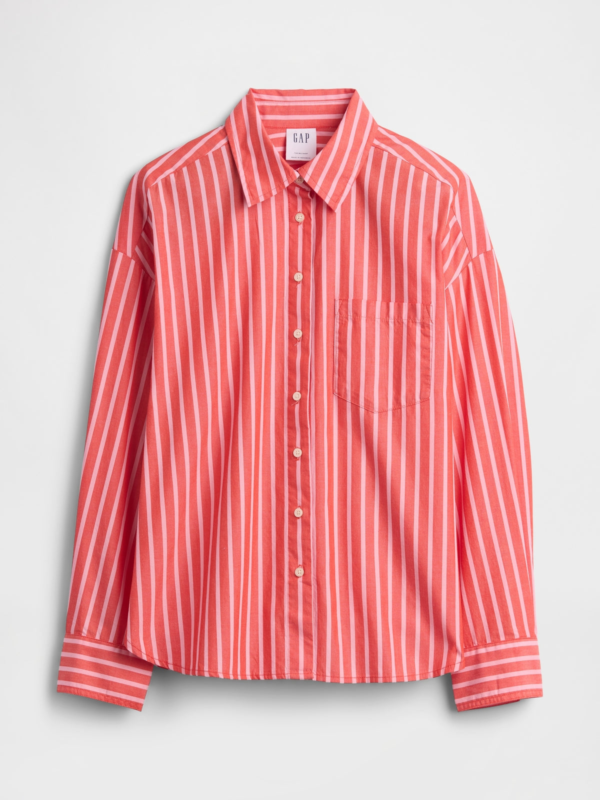 Oversized Shirt in Poplin - Hot red