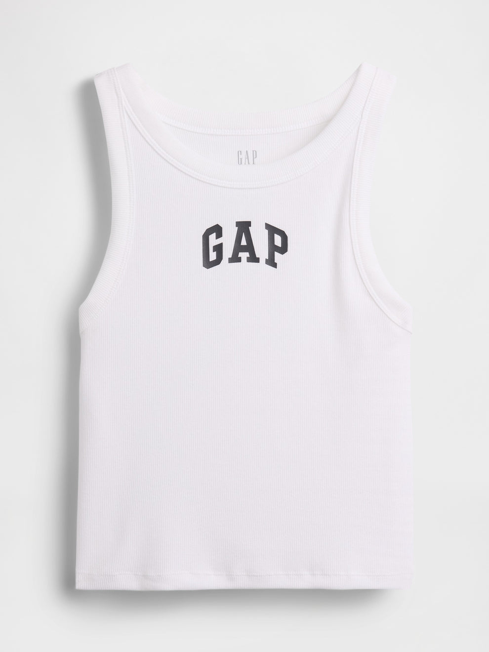 Ribbed Gap Logo Cropped Tank Top - white