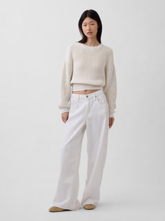 Low Slung UltraSoft Extra Baggy Jeans - Fresh white