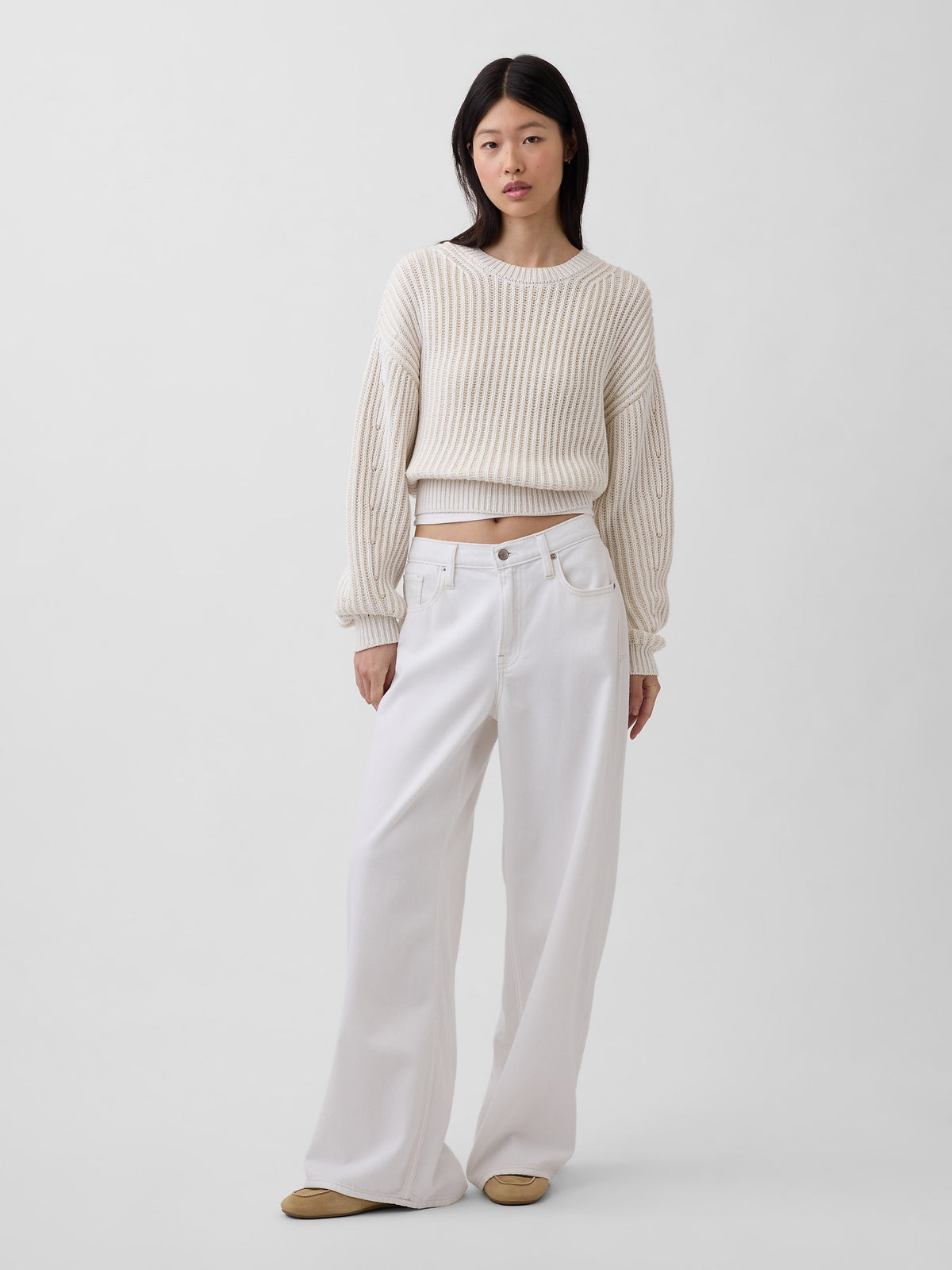 Low Slung UltraSoft Extra Baggy Jeans - Fresh white