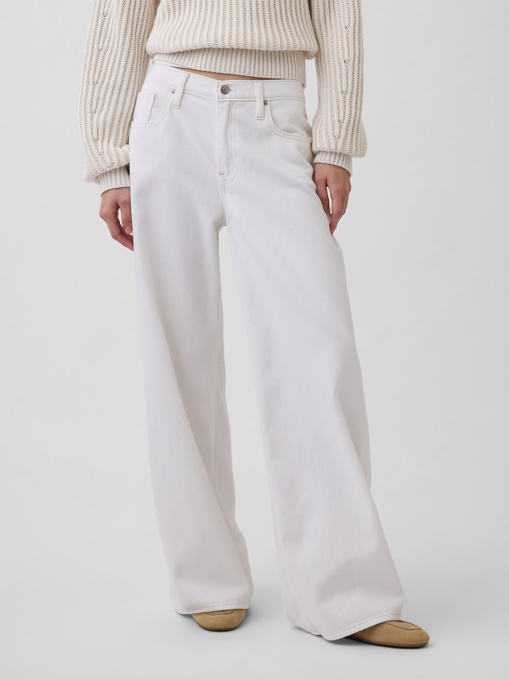 Low Slung UltraSoft Extra Baggy Jeans - Fresh white