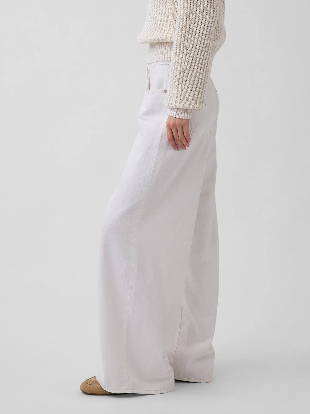 Low Slung UltraSoft Extra Baggy Jeans - Fresh white