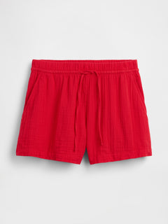 4" Mid Rise Cotton Gauze Easy Shorts - Pure red