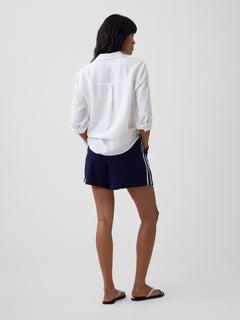 4" Pull-On Linen-Blend Shorts - Navy uniform