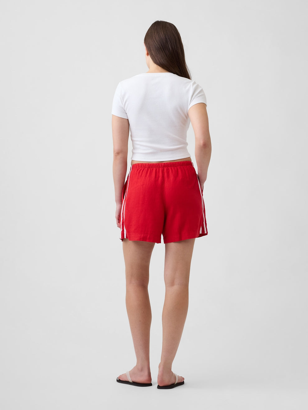 4" Pull-On Linen-Blend Shorts - Pure red