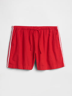 4" Pull-On Linen-Blend Shorts - Pure red