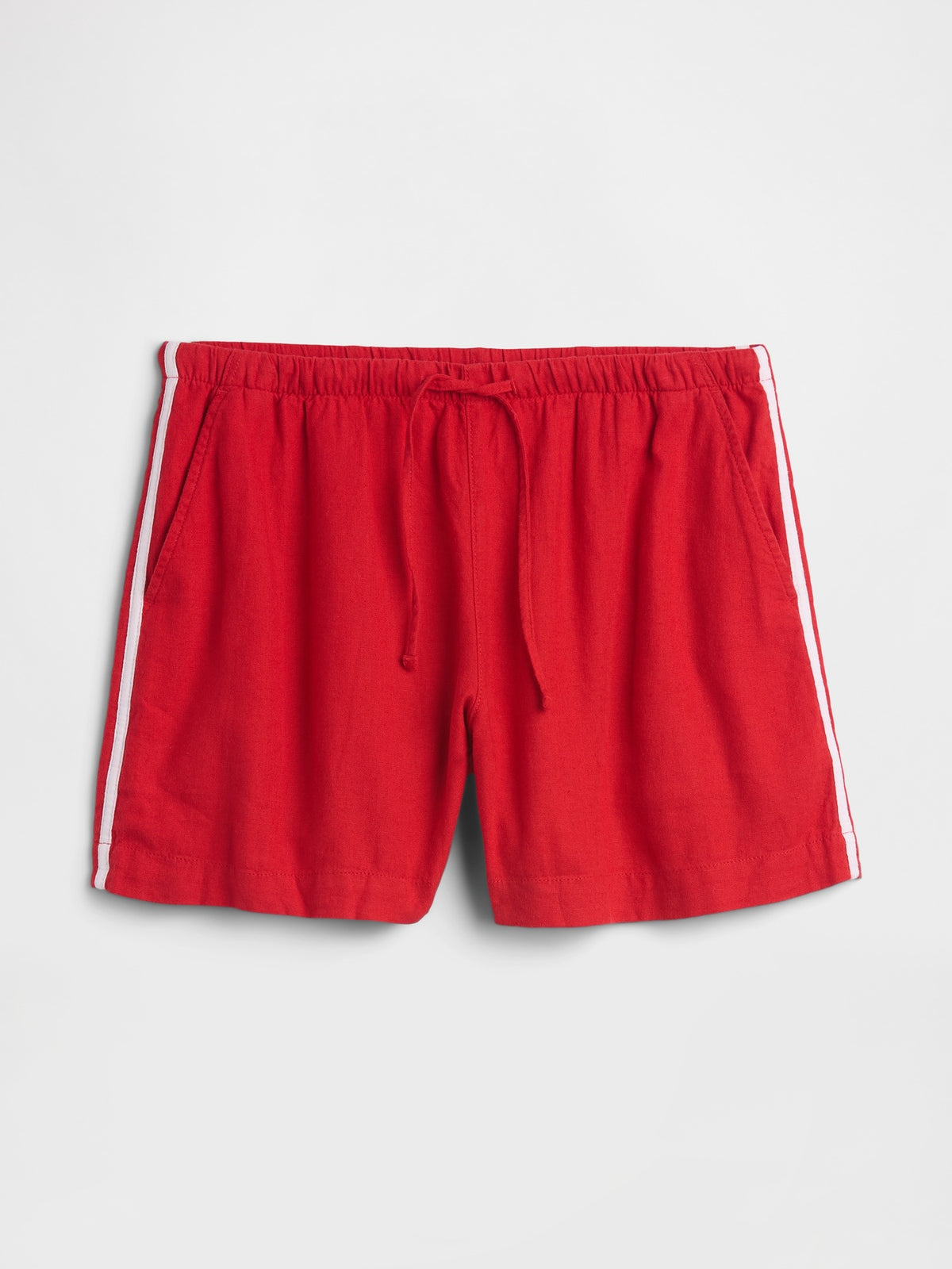 4" Pull-On Linen-Blend Shorts - Pure red
